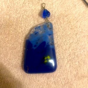 Handmade blown glass focal foot necklace with 18k gold filled wire.